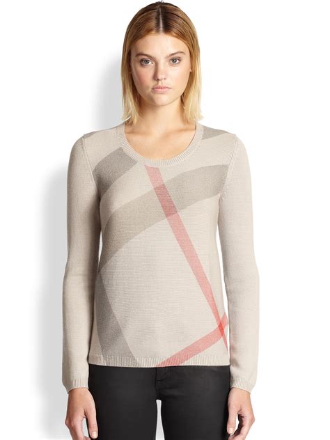 burberry sleeveless mock neck sweater|Check Wool Blend Sweater in Sand .